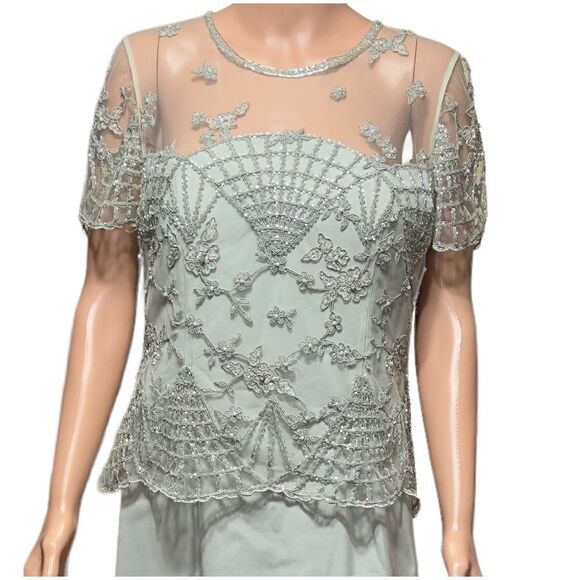 MONTAGE by Mon Cheri Sage Beaded Gown SIZE 12 - Picture 4 of 16